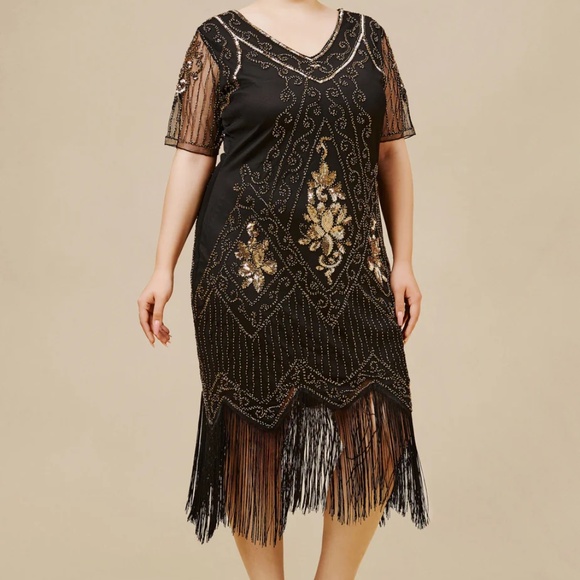 1920's Vintage Style Paisley Flapper Fringe Dress - Picture 1 of 8